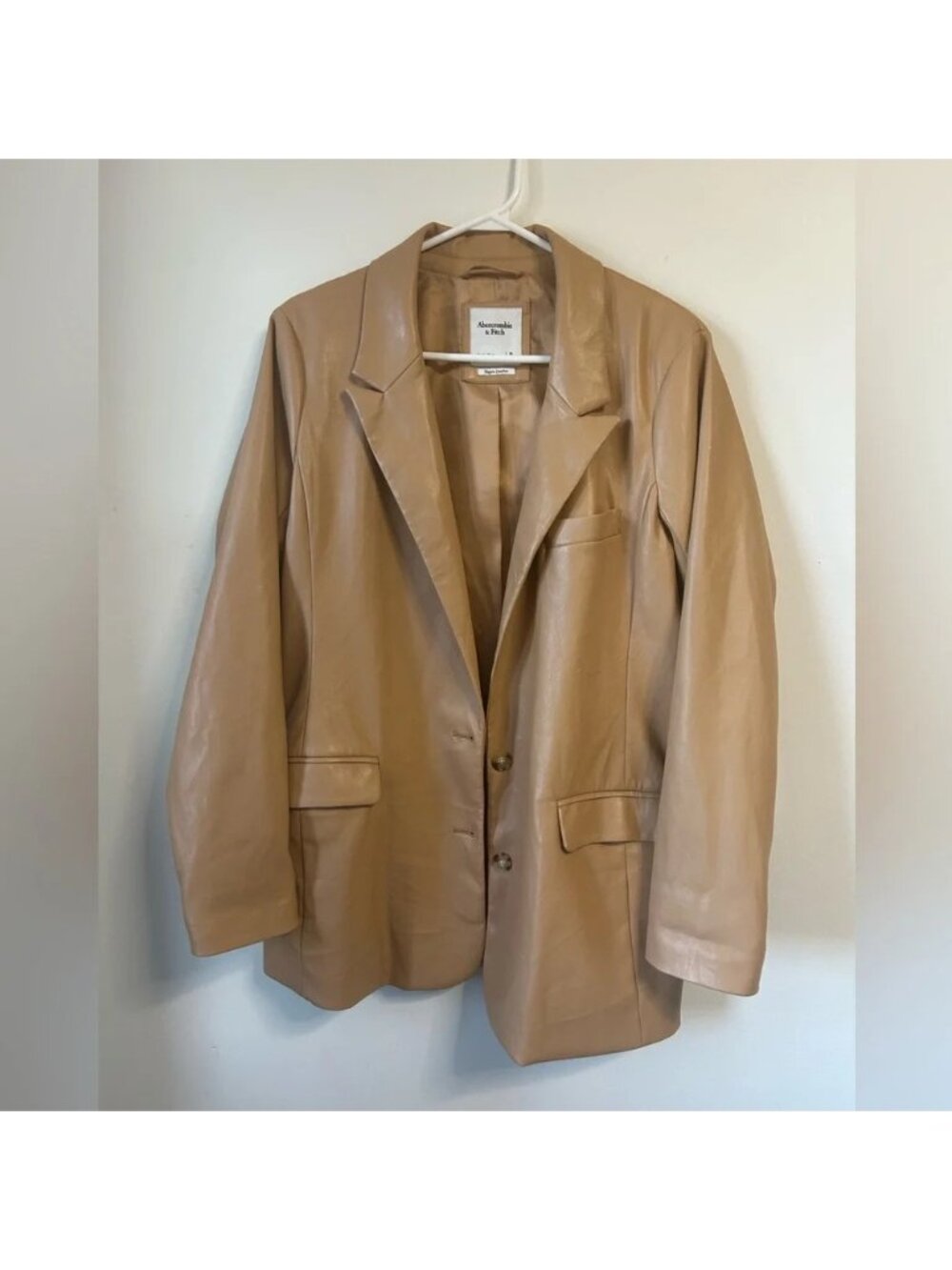 Abercrombie & Fitch Vegan Leather Tan Blazerโ